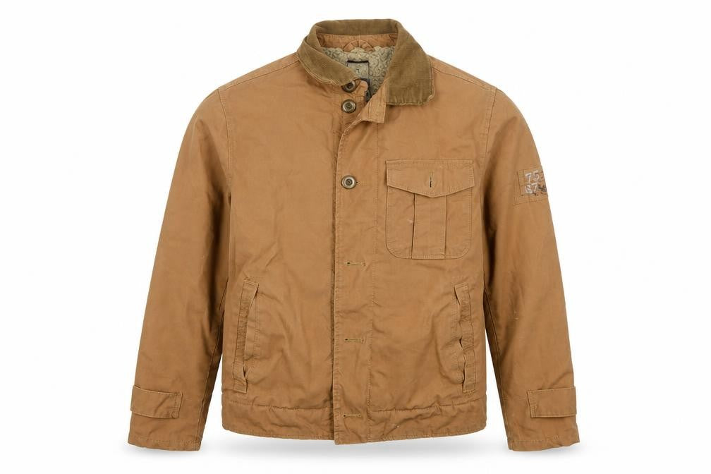 Gap Men’s Brown Size S Cotton Canvas Fleece-Lined Military Jacket
