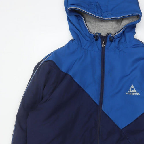 Le Coq Sportif Men’s Blue XL Hooded Padded Bomber Jacket
