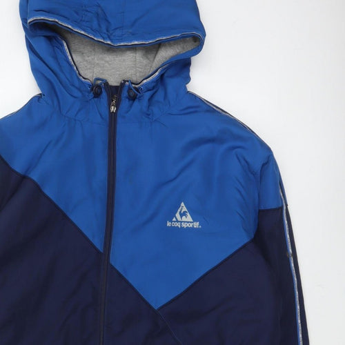 Le Coq Sportif Men’s Blue XL Hooded Padded Bomber Jacket