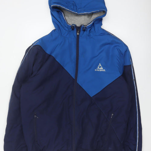 Le Coq Sportif Men’s Blue XL Hooded Padded Bomber Jacket
