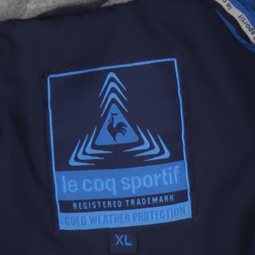 Le Coq Sportif Men’s Blue XL Hooded Padded Bomber Jacket