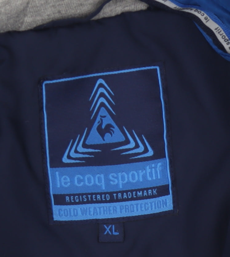 Le Coq Sportif Men’s Blue XL Hooded Padded Bomber Jacket
