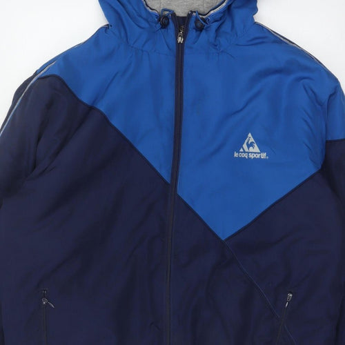 Le Coq Sportif Men’s Blue XL Hooded Padded Bomber Jacket