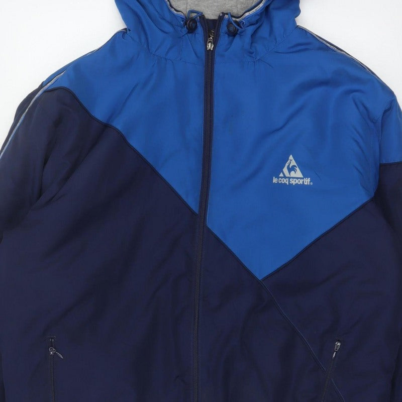 Le Coq Sportif Men’s Blue XL Hooded Padded Bomber Jacket