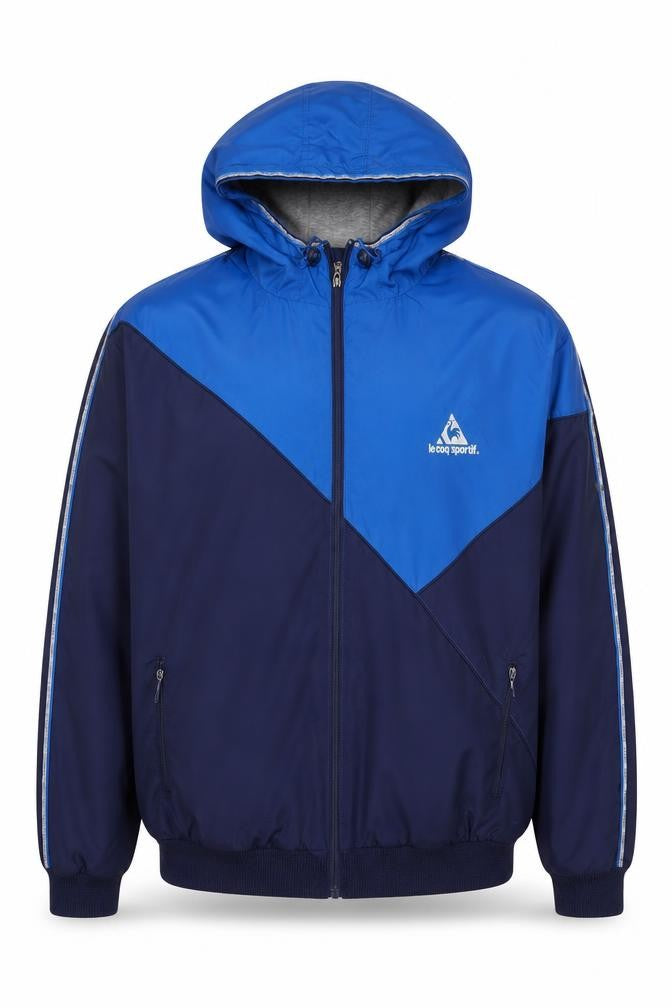 Le Coq Sportif Men’s Blue XL Hooded Padded Bomber Jacket