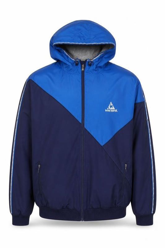 Le Coq Sportif Men’s Blue XL Hooded Padded Bomber Jacket