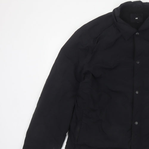 H&M Men's Black L Padded Snap Front Polyamide Jacket