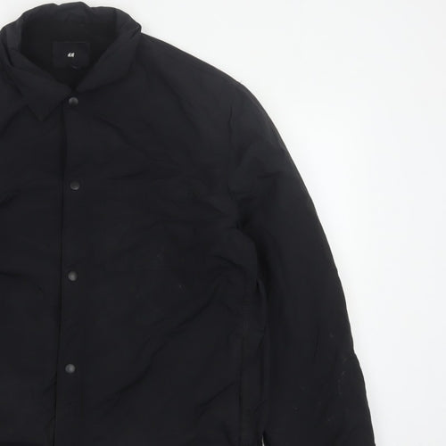H&M Men's Black L Padded Snap Front Polyamide Jacket