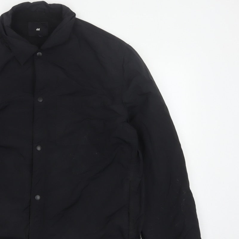 H&M Men's Black L Padded Snap Front Polyamide Jacket