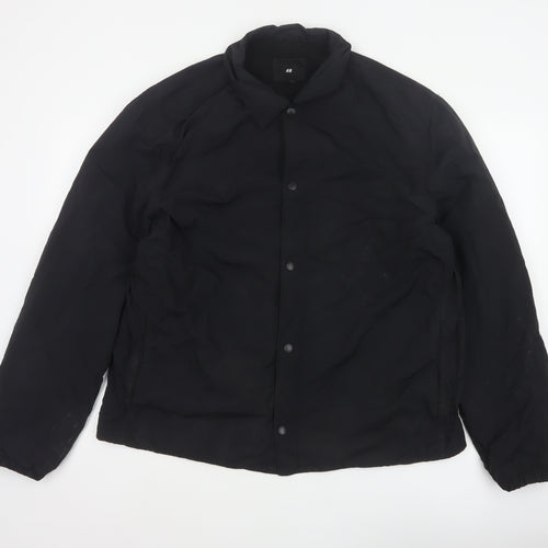 H&M Men's Black L Padded Snap Front Polyamide Jacket