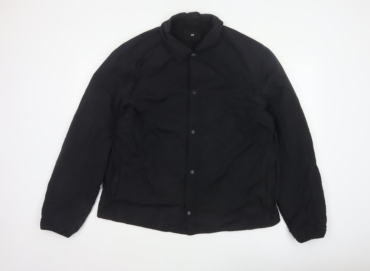 H&M Men's Black L Padded Snap Front Polyamide Jacket