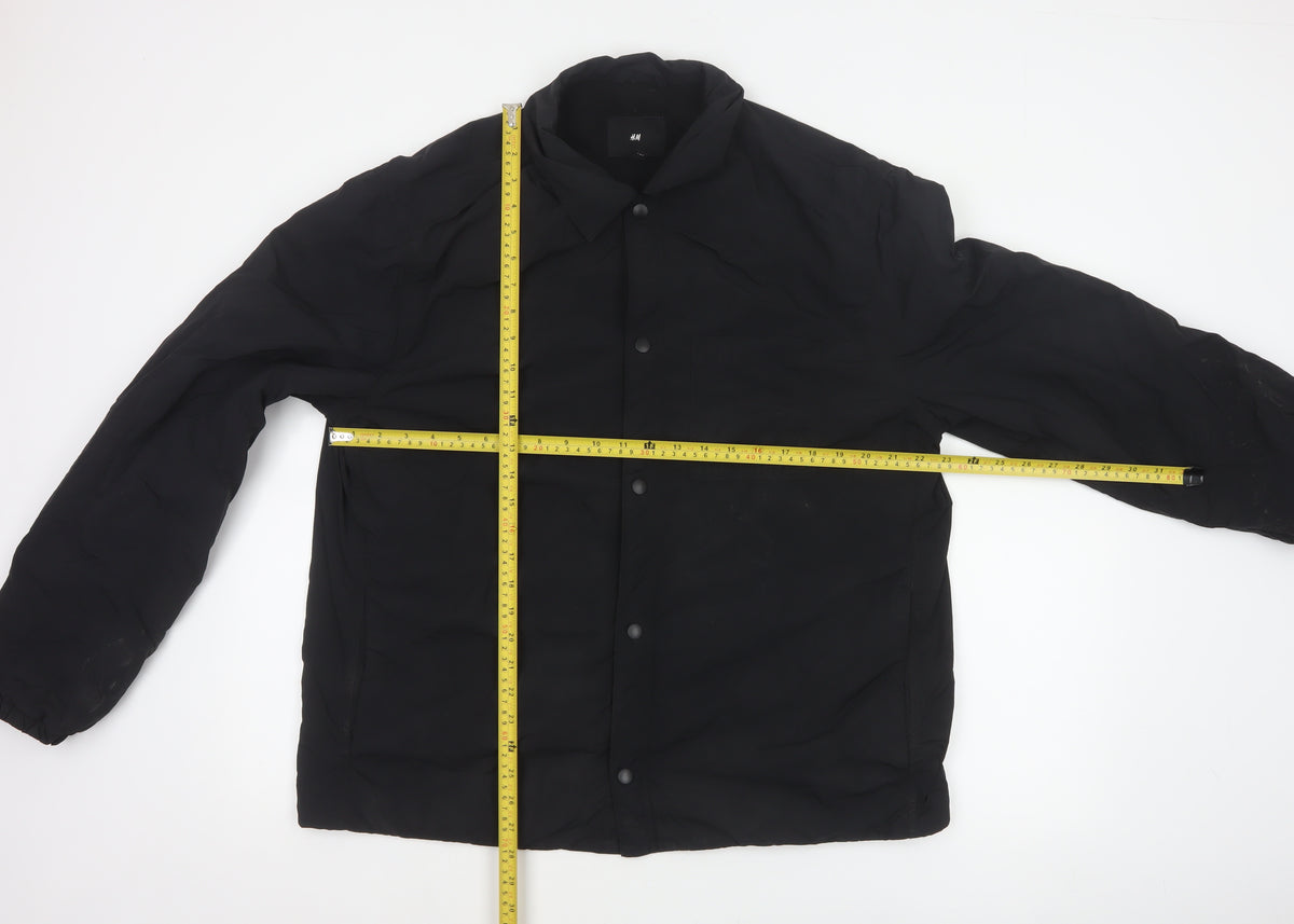 H&M Men's Black L Padded Snap Front Polyamide Jacket