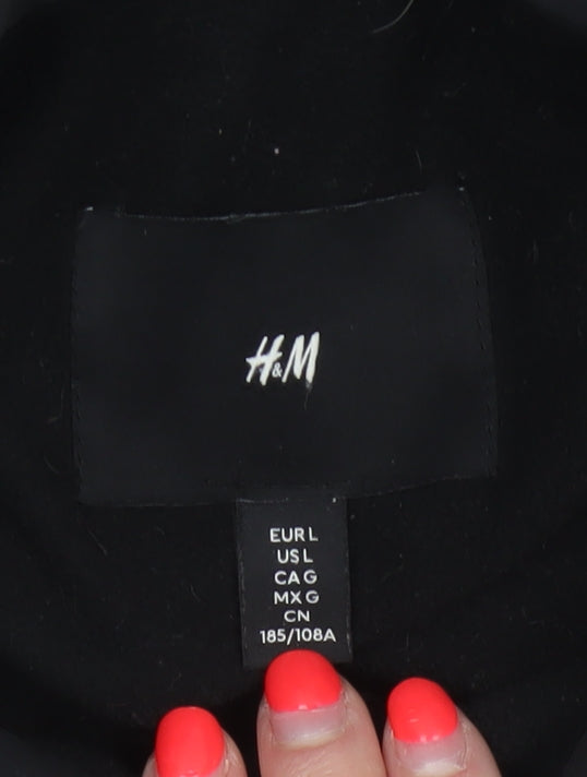 H&M Men's Black L Padded Snap Front Polyamide Jacket
