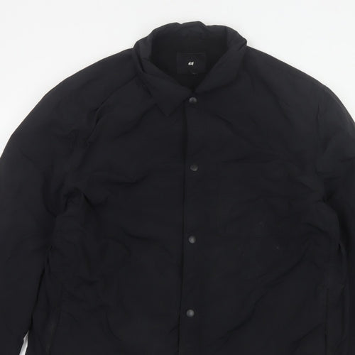 H&M Men's Black L Padded Snap Front Polyamide Jacket