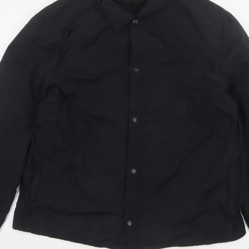 H&M Men's Black L Padded Snap Front Polyamide Jacket