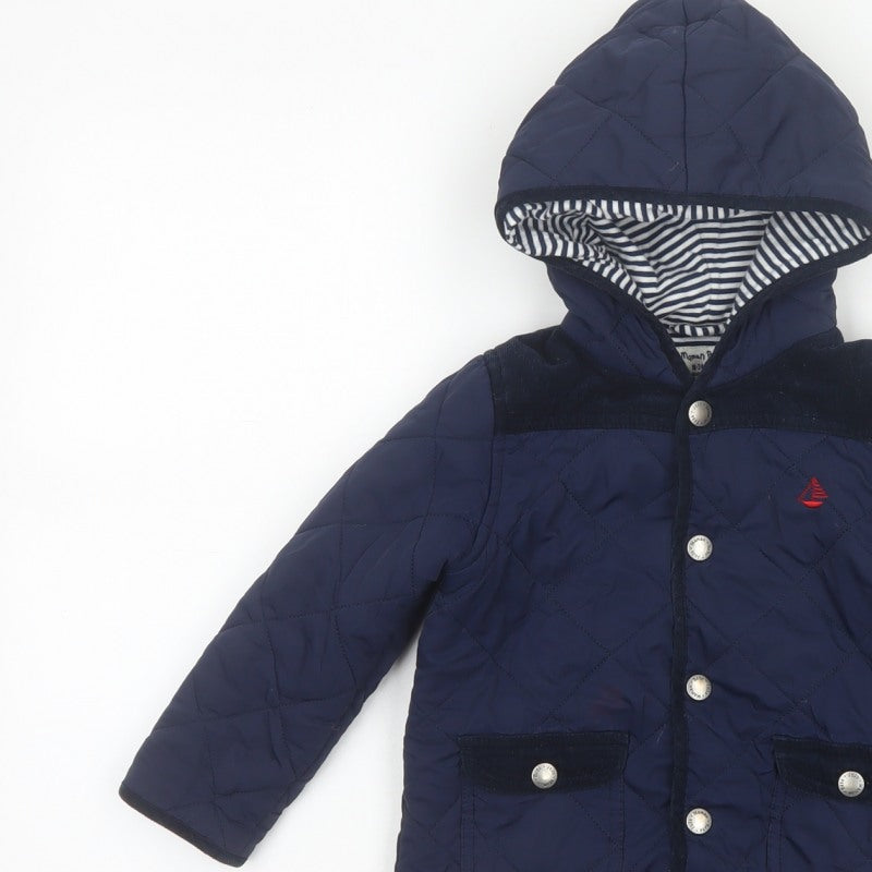 Additional view of JoJo Maman Bébé boys’ blue 18-24 months quilted hooded jacket