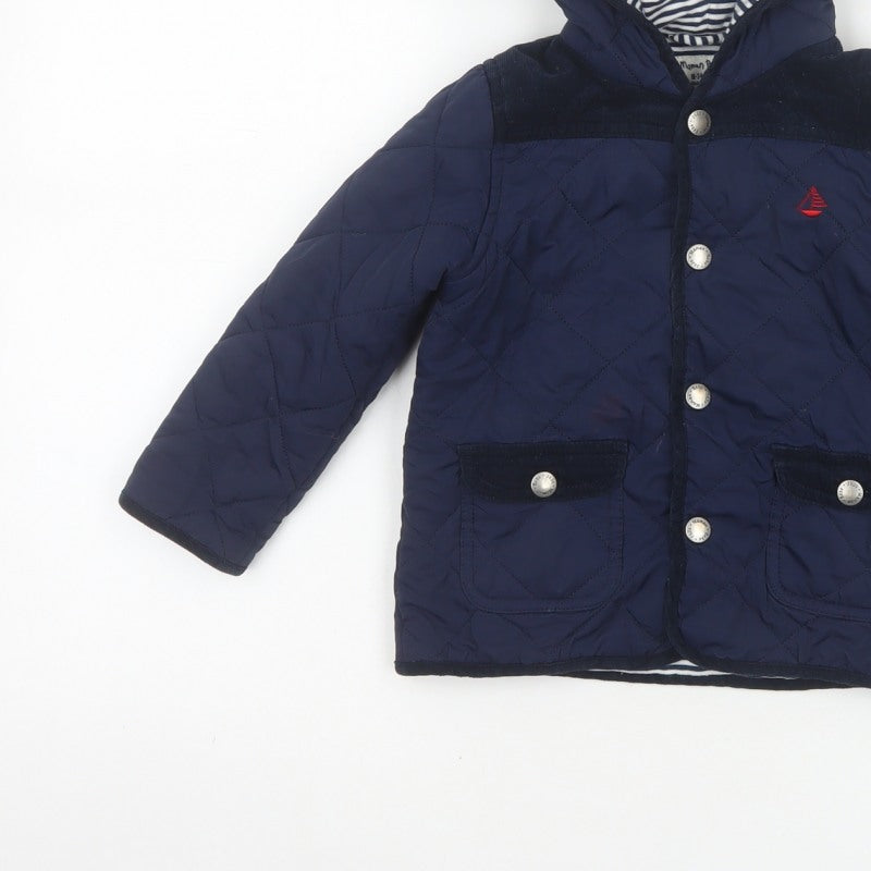 Additional view of JoJo Maman Bébé boys’ blue 18-24 months quilted hooded jacket