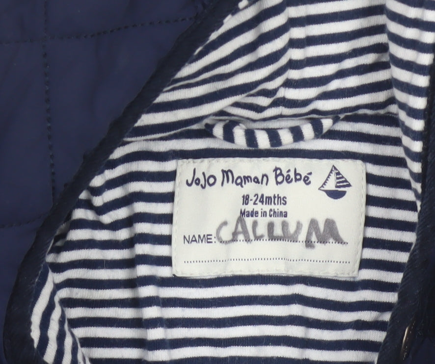 Additional view of JoJo Maman Bébé boys’ blue 18-24 months quilted hooded jacket