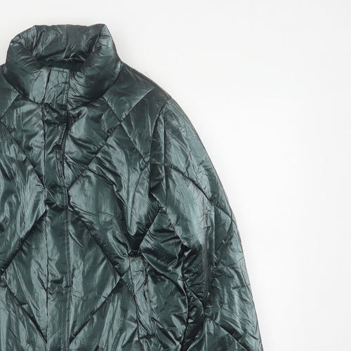 Primark Girls Green 11-12 Years Quilted Puffer Jacket Zip Winter