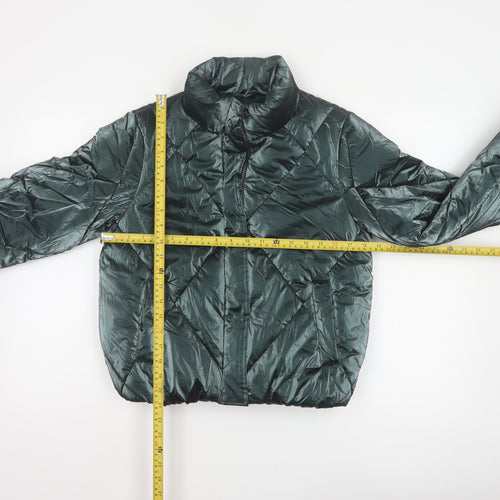 Primark Girls Green 11-12 Years Quilted Puffer Jacket Zip Winter