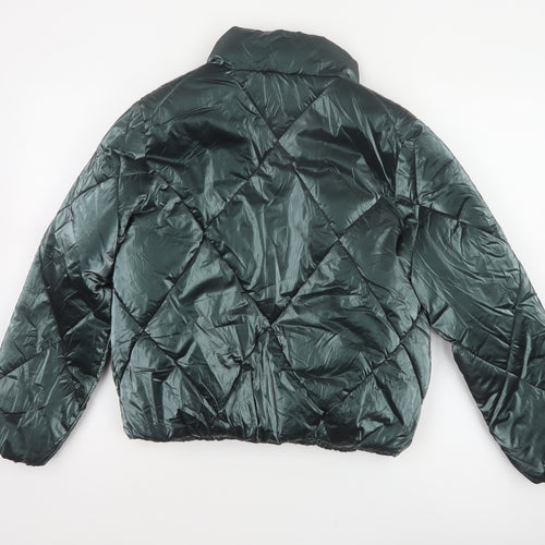Primark Girls Green 11-12 Years Quilted Puffer Jacket Zip Winter