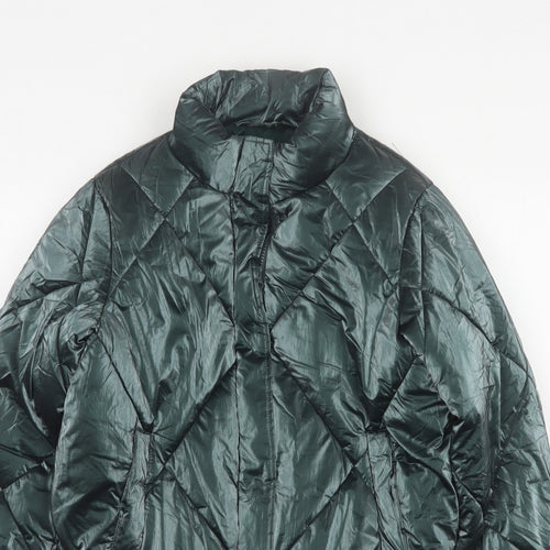 Primark Girls Green 11-12 Years Quilted Puffer Jacket Zip Winter