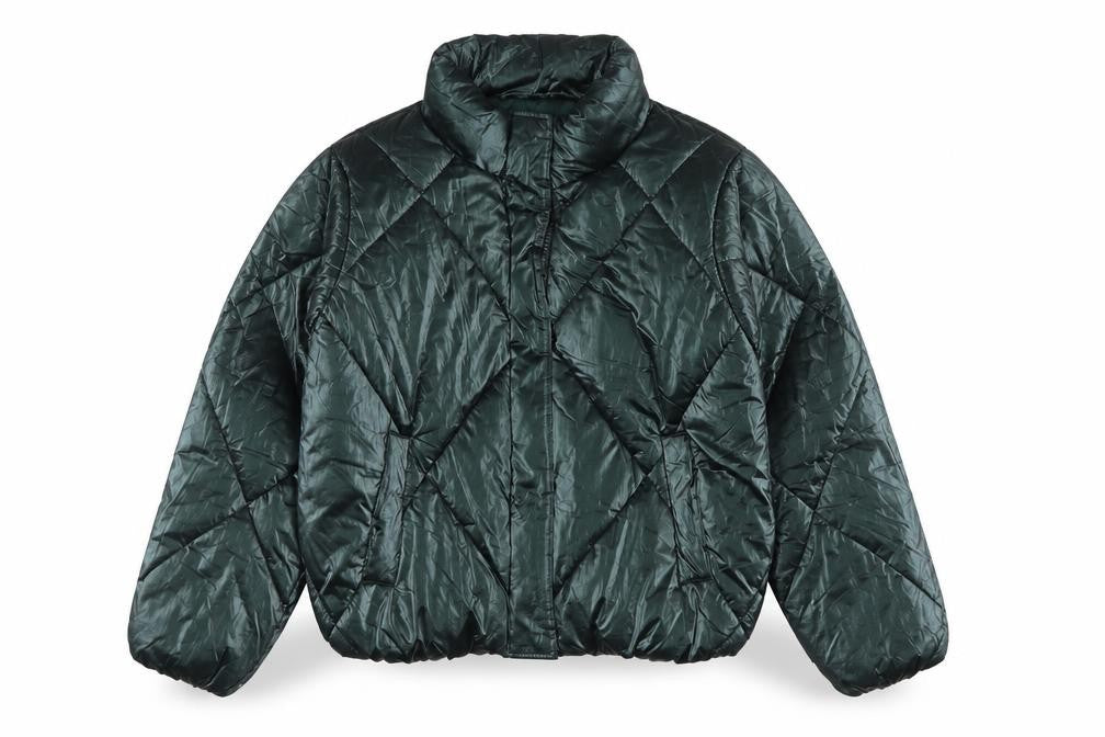 Primark Girls Green 11-12 Years Quilted Puffer Jacket Zip Winter
