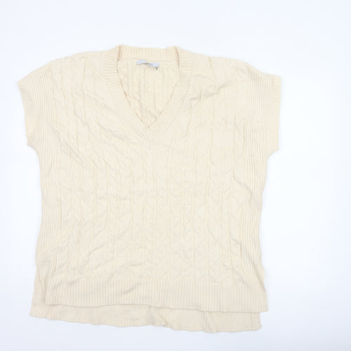 Next Women Ivory L Cable-Knit V-Neck Sleeveless Jumper Vest