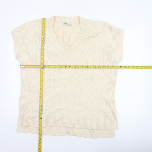 Next Women Ivory L Cable-Knit V-Neck Sleeveless Jumper Vest