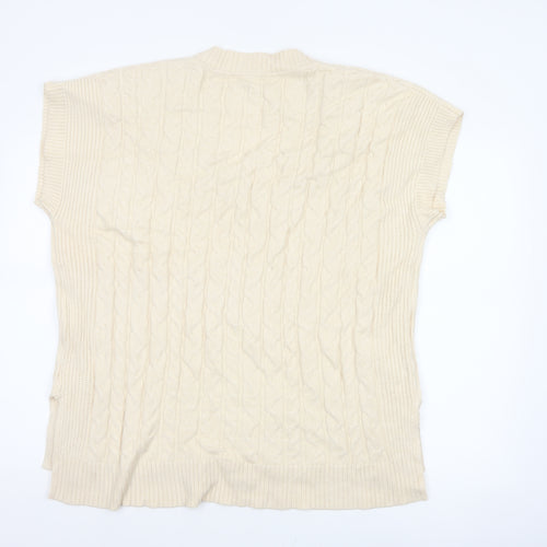 Next Women Ivory L Cable-Knit V-Neck Sleeveless Jumper Vest