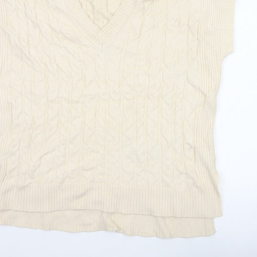 Next Women Ivory L Cable-Knit V-Neck Sleeveless Jumper Vest