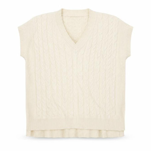 Next Women Ivory L Cable-Knit V-Neck Sleeveless Jumper Vest