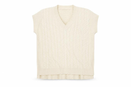 Next Women Ivory L Cable-Knit V-Neck Sleeveless Jumper Vest