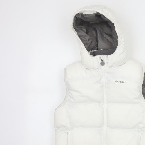 Quechua Girls White 12 Years Hooded Padded Puffer Gilet Waistcoat