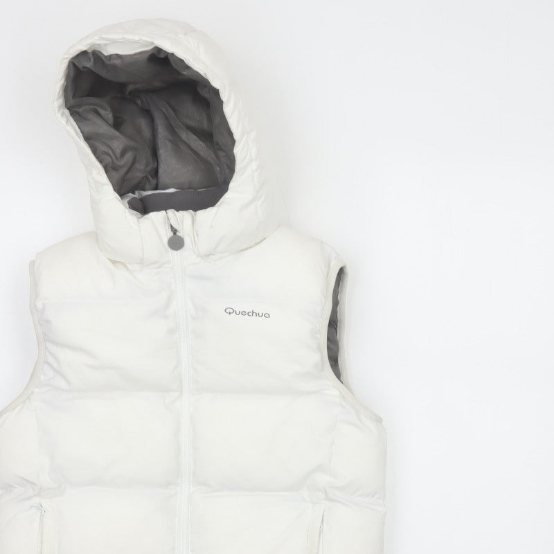 Quechua Girls White 12 Years Hooded Padded Puffer Gilet Waistcoat