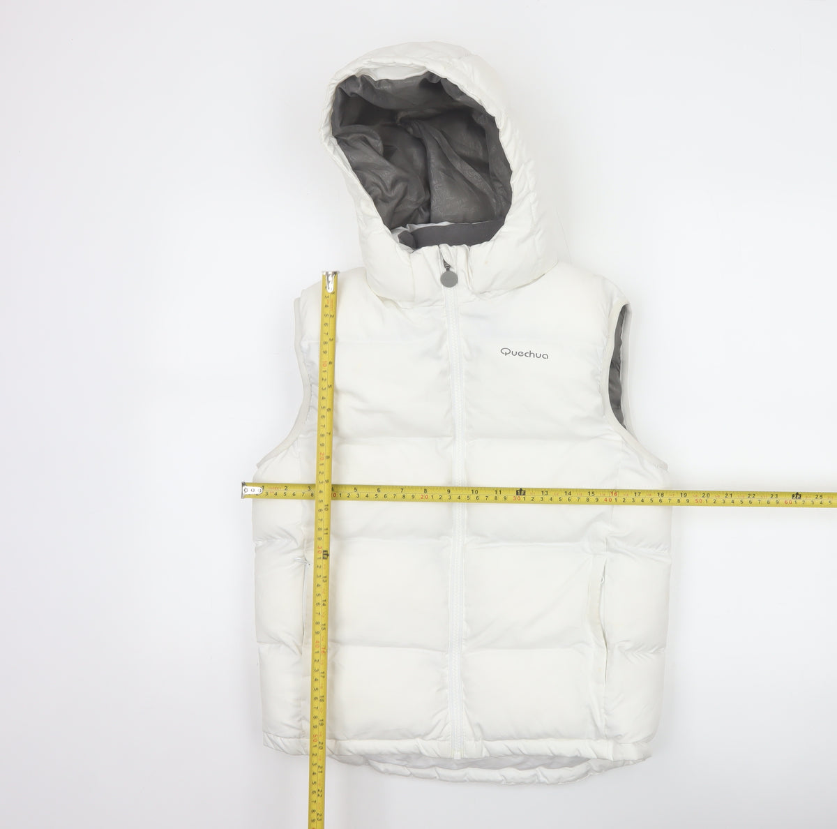 Quechua Girls White 12 Years Hooded Padded Puffer Gilet Waistcoat