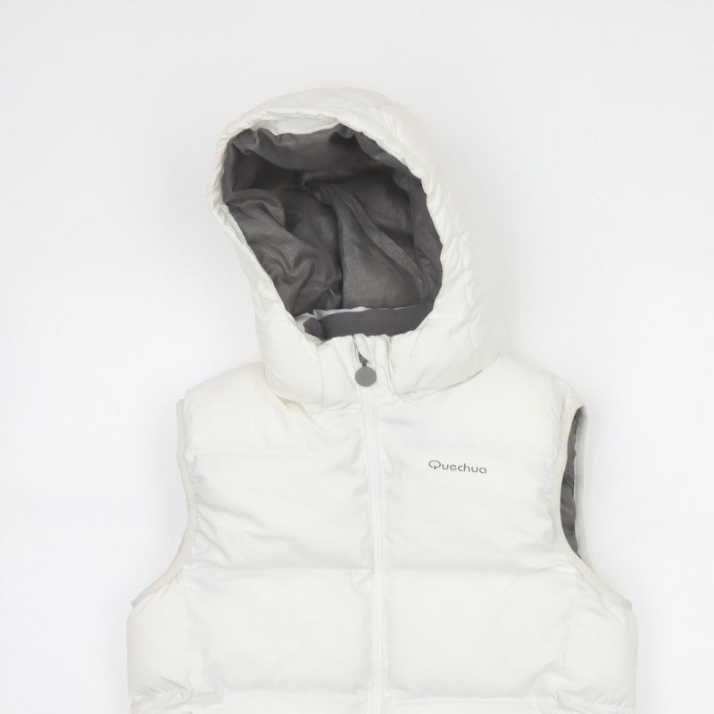 Quechua Girls White 12 Years Hooded Padded Puffer Gilet Waistcoat