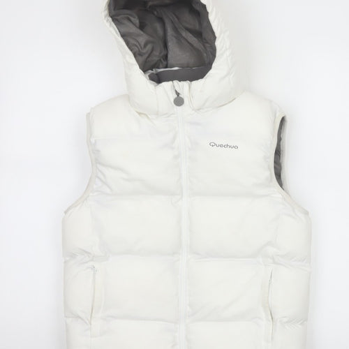 Quechua Girls White 12 Years Hooded Padded Puffer Gilet Waistcoat