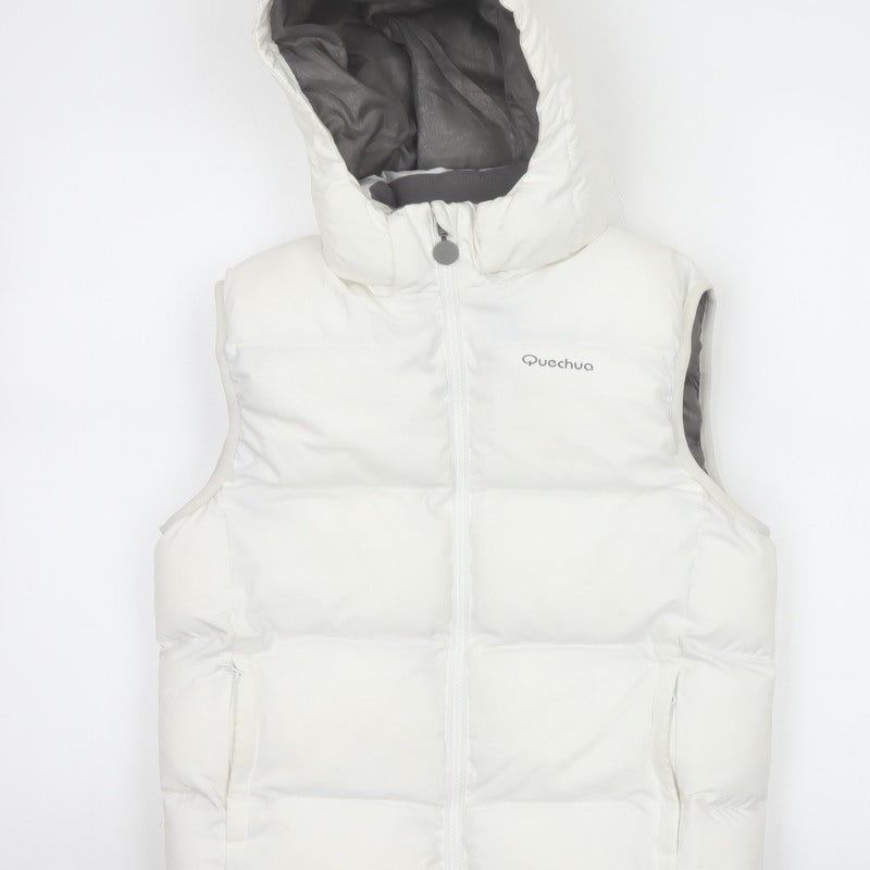 Quechua Girls White 12 Years Hooded Padded Puffer Gilet Waistcoat