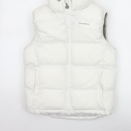 Quechua Girls White 12 Years Hooded Padded Puffer Gilet Waistcoat