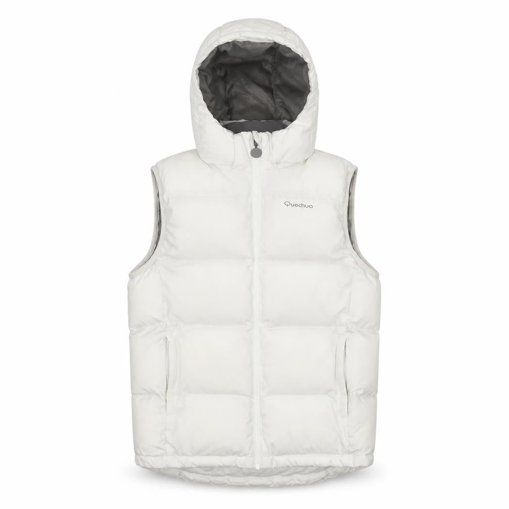 Quechua Girls White 12 Years Hooded Padded Puffer Gilet Waistcoat