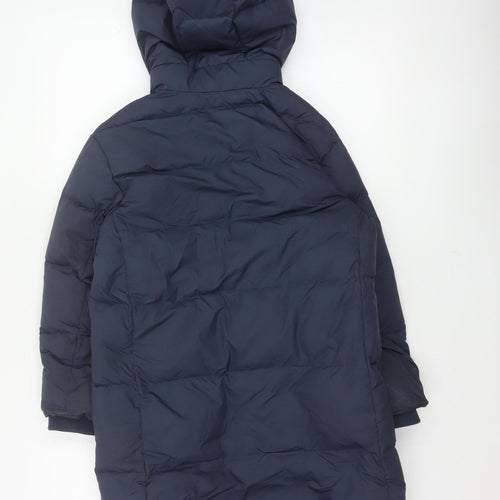 Uniqlo Boys Blue 7-8 Years Long Hooded Down Puffer Coat