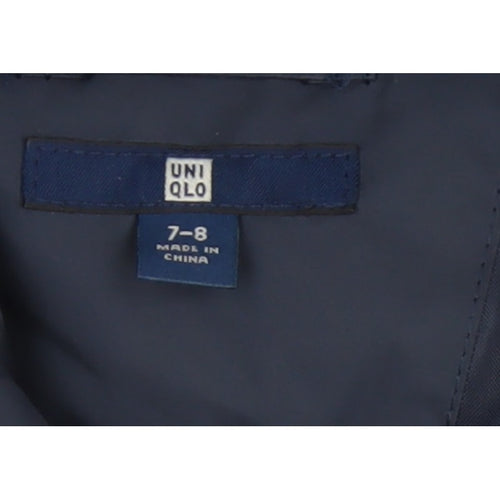 Uniqlo Boys Blue 7-8 Years Long Hooded Down Puffer Coat