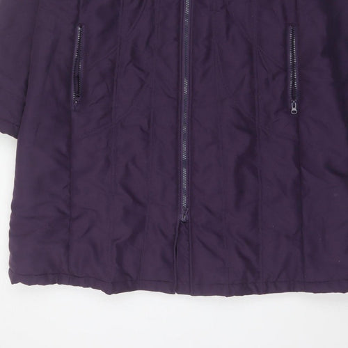 Finesse Women Purple Size 16 Long Hooded Padded Parka Coat