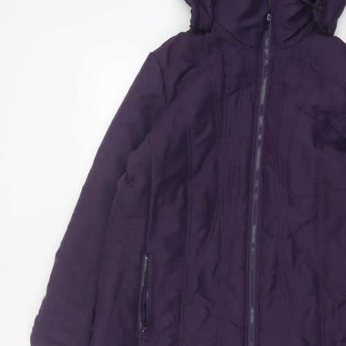 Finesse Women Purple Size 16 Long Hooded Padded Parka Coat
