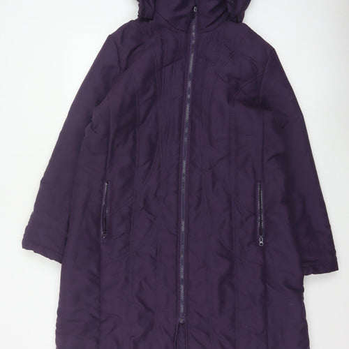 Finesse Women Purple Size 16 Long Hooded Padded Parka Coat