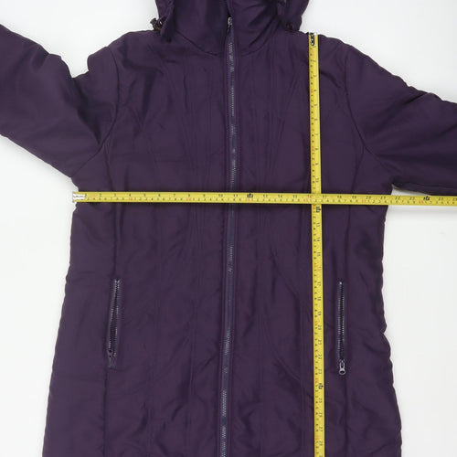 Finesse Women Purple Size 16 Long Hooded Padded Parka Coat