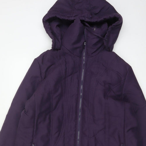 Finesse Women Purple Size 16 Long Hooded Padded Parka Coat