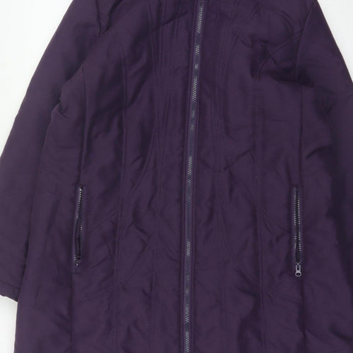 Finesse Women Purple Size 16 Long Hooded Padded Parka Coat