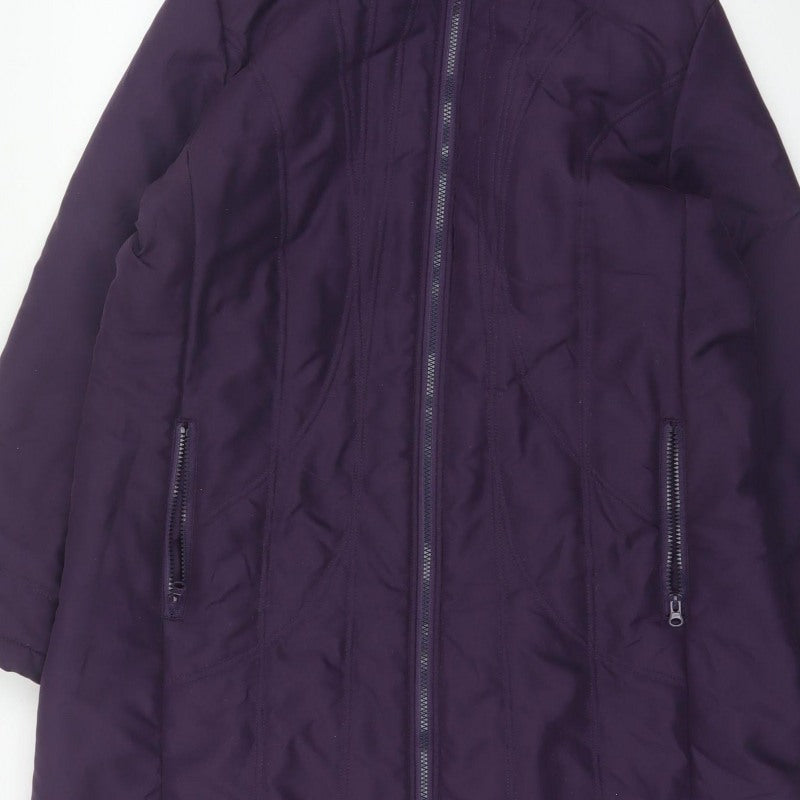 Finesse Women Purple Size 16 Long Hooded Padded Parka Coat
